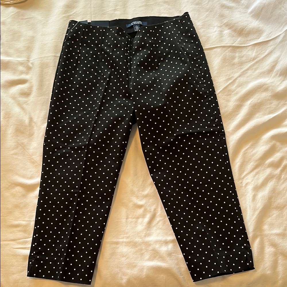 Chaps Black and White Polka Dot Capris